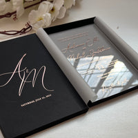 Boxed Wedding invitation Rose Gold, Wedding Invitations, Plexiglass Invitations