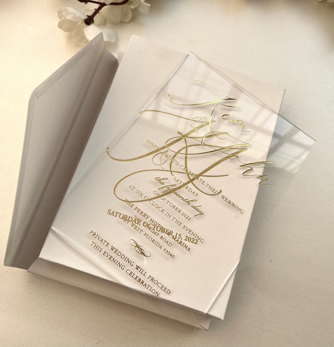 Acrylic Wedding Invitation With Envelope, Elegant Green Invitations, Unique  Invites, Real Foil, Personalized Card - Yahoo Shopping