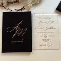 Black Luxury Rose Gold Wedding Invitations